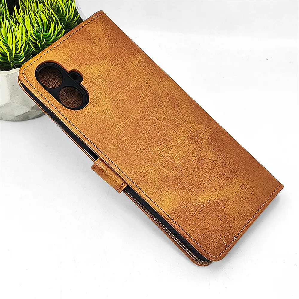 [PO42FBSA06-4-5] Samsung A06 NMT Premium Luxuary Leather Book Case (Golden)