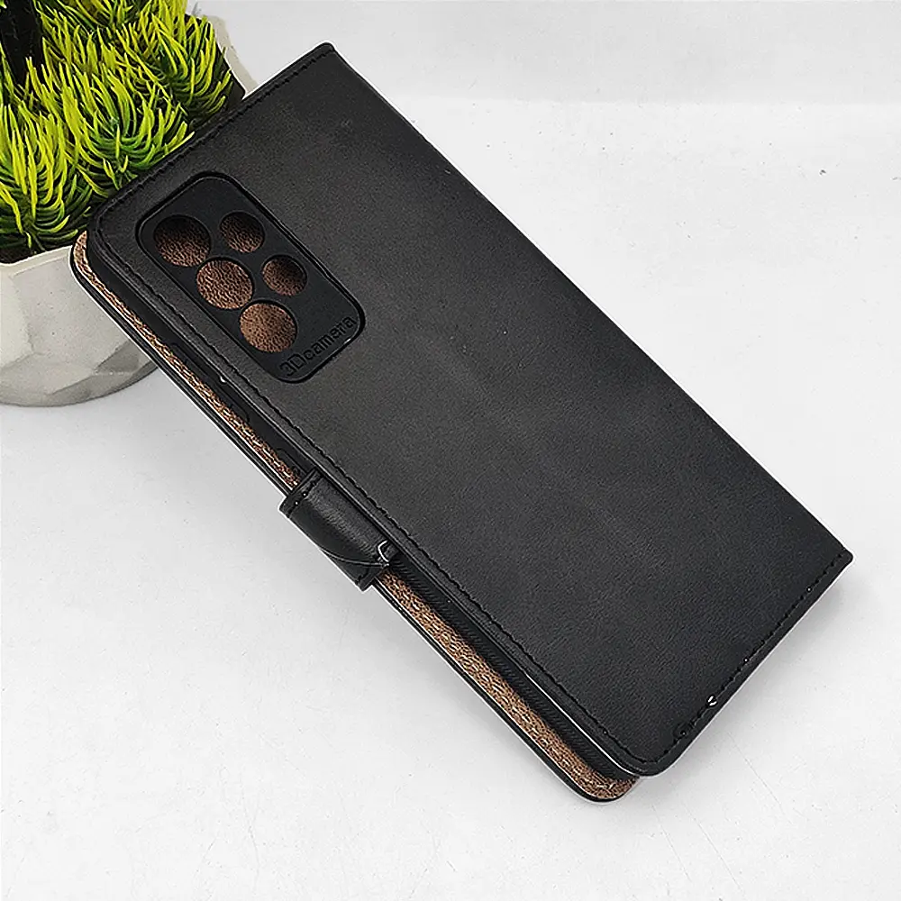 [PO42FBSA52-4-2] Samsung A52|A52S NMT Premium Luxuary Leather Book Case (Black)