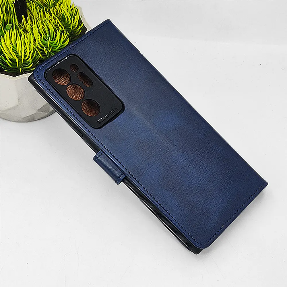 [PO42FBSNOT20U-4-17] Samsung Note 20 Ultra NMT Premium Luxuary Leather Book Case (Navy Blue)