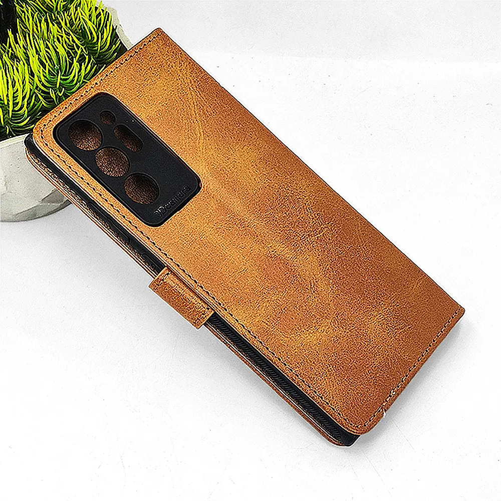 Samsung Note 20 Ultra NMT Premium Luxuary Leather Book Case (Golden)