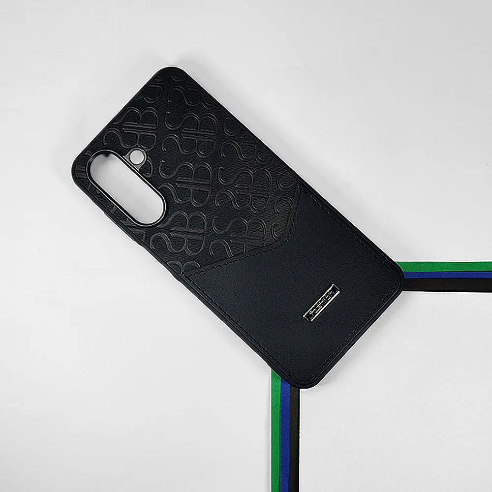 Samsung A56|A36 5G Logo Leather Pocket|Card Holder Back Case (Black)