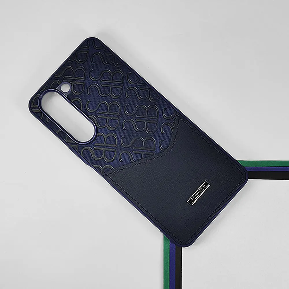 Samsung A56|A36 5G Logo Leather Pocket|Card Holder Back Case (Navy Blue)