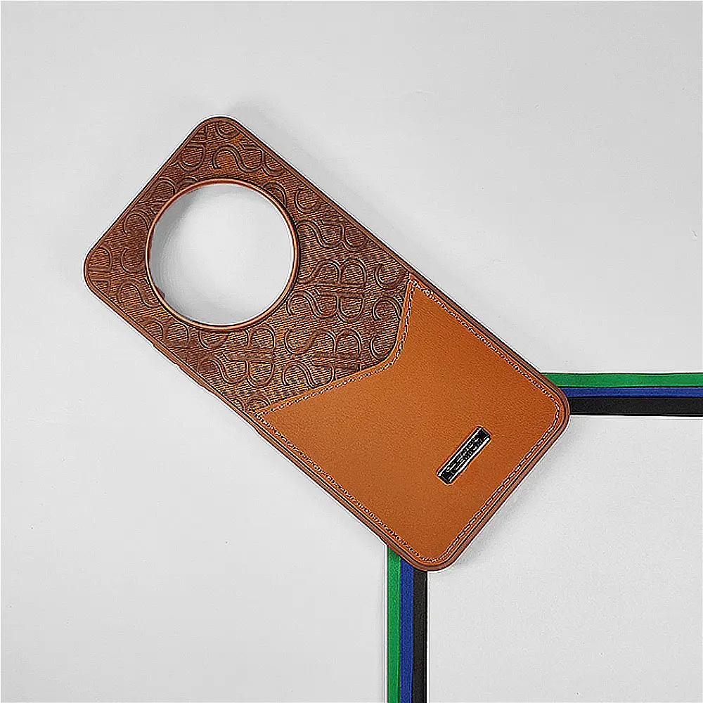 Tecno Spark 30C Logo Leather Pocket|Card Holder Back Case (Brown)