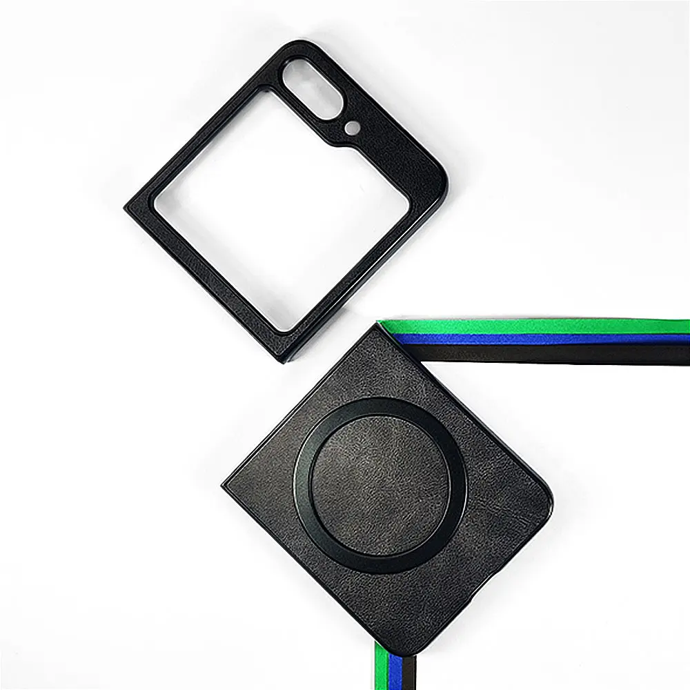 [PO32BSZFLP6-8-9] Samsung Galaxy Z Flip 6 Premium Official Leather Feel With Magsafe Wireless Back Case (Gray)