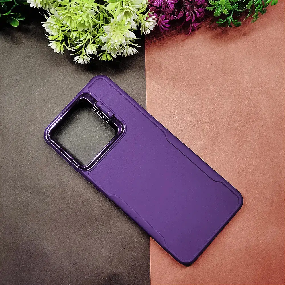 Samsung Galaxy A36 5G Pro Camera Stand Silicone Case - Black Soft Protection (Purple)