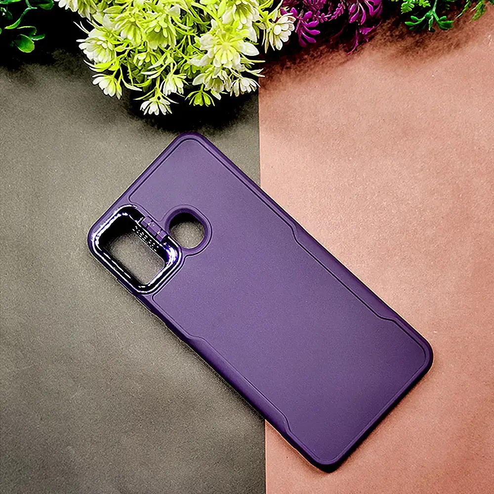 Tecno Spark 6 GO Case Pro Camera Stand Soft Silicone Back Case (Purple)