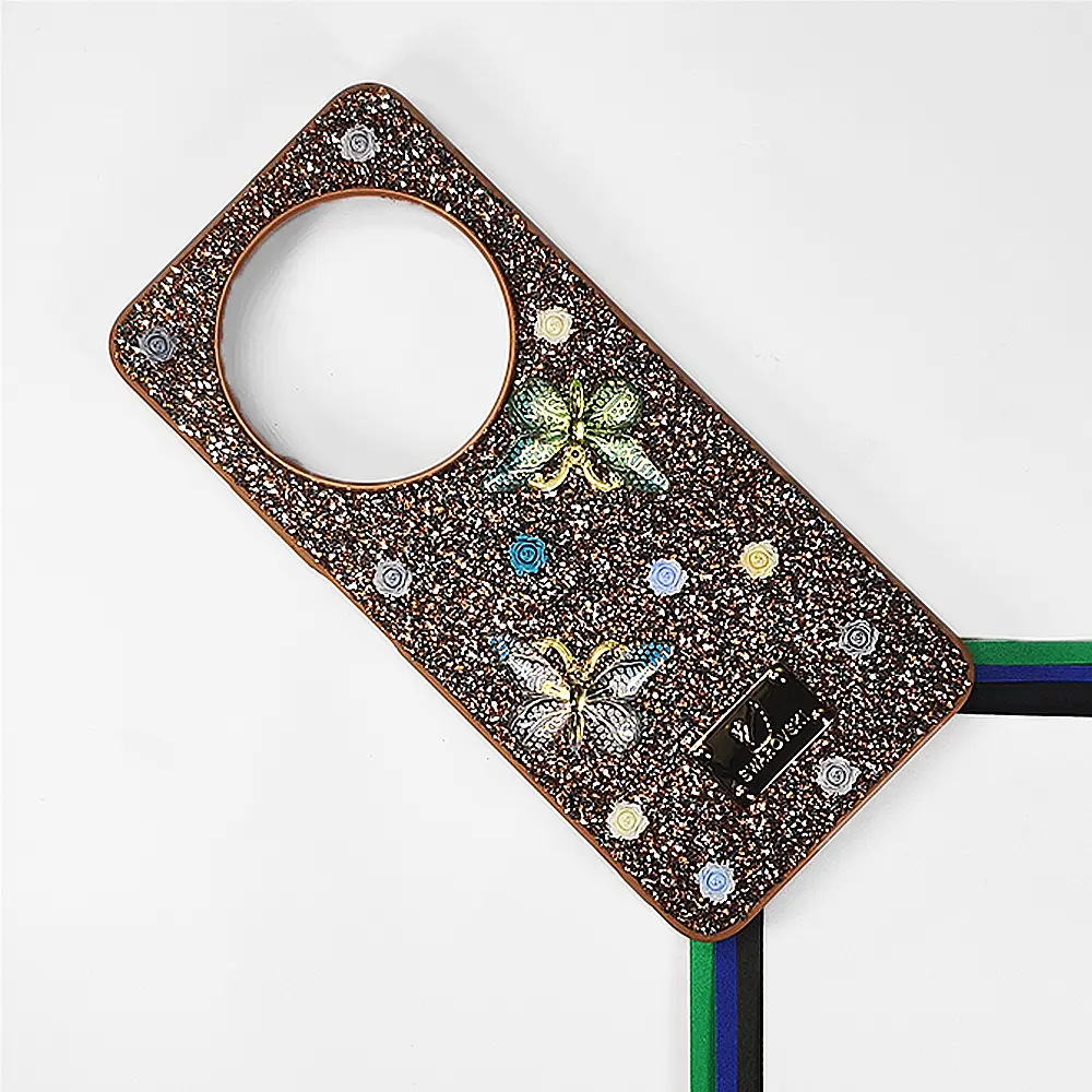 Redmi 14C|Poco C75 Swarovski Glam Crystal Butterfly Back Case (Brown)