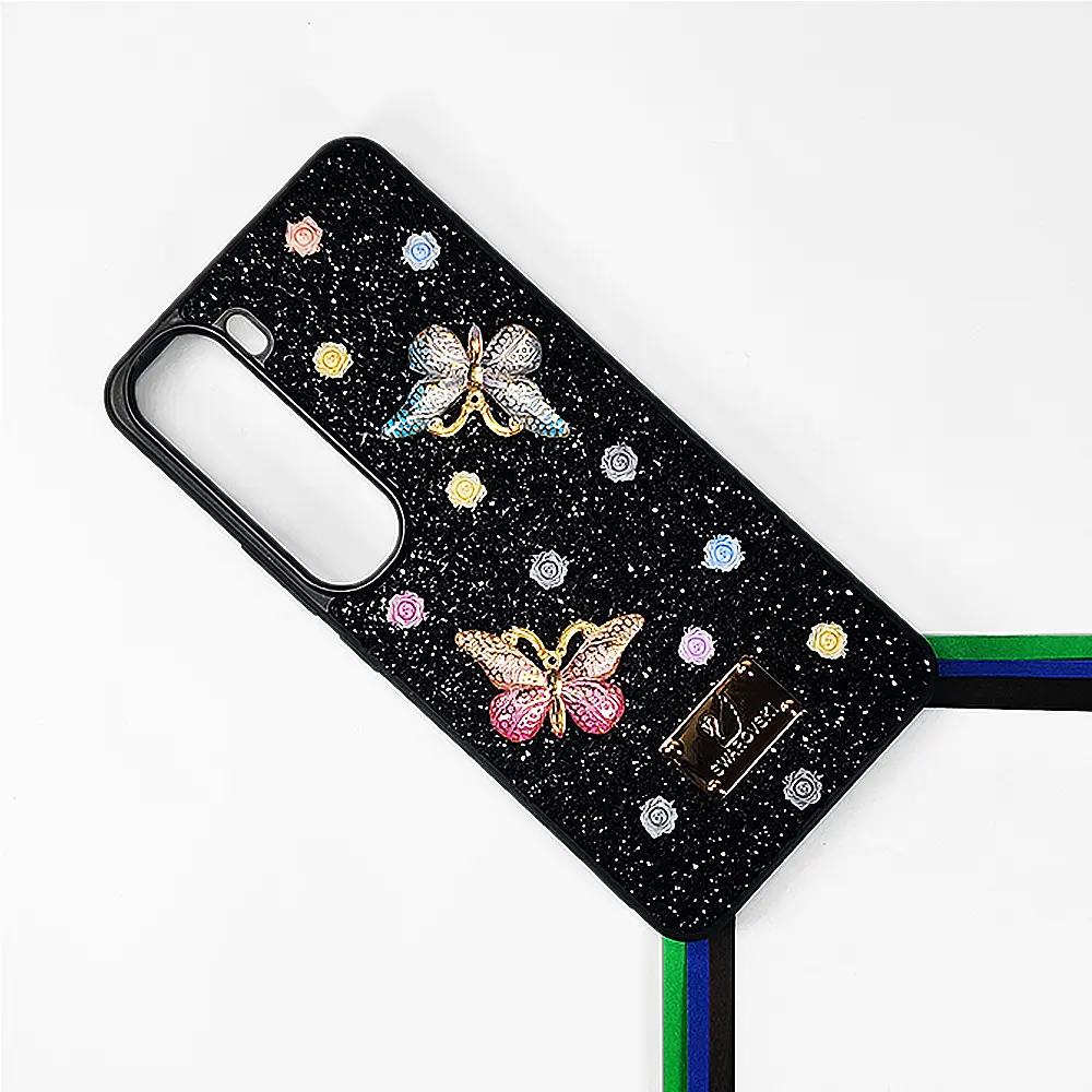 Vivo V40 Lite| Y200 4G Swarovski Glam Crystal Butterfly Back Case (Black)