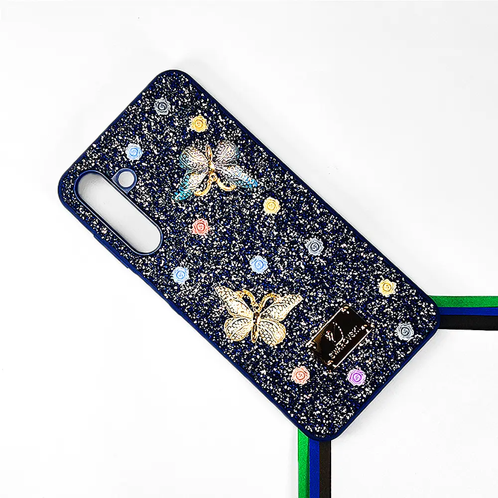 Samsung Galaxy A16 4G|5G Swarovski Glam Crystal Butterfly Back Case (Navy Blue)