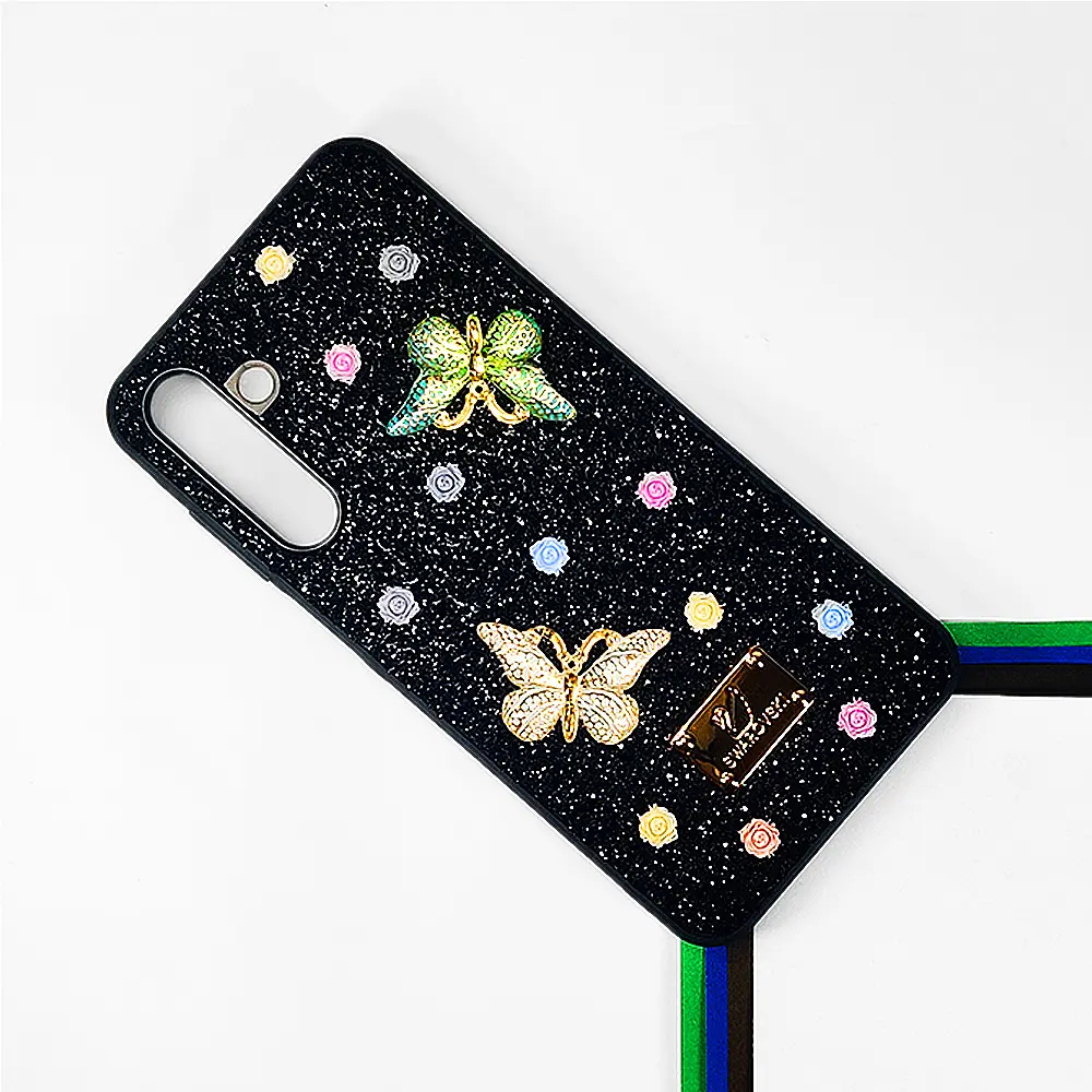 Samsung Galaxy A16 4G|5G Swarovski Glam Crystal Butterfly Back Case (Black)