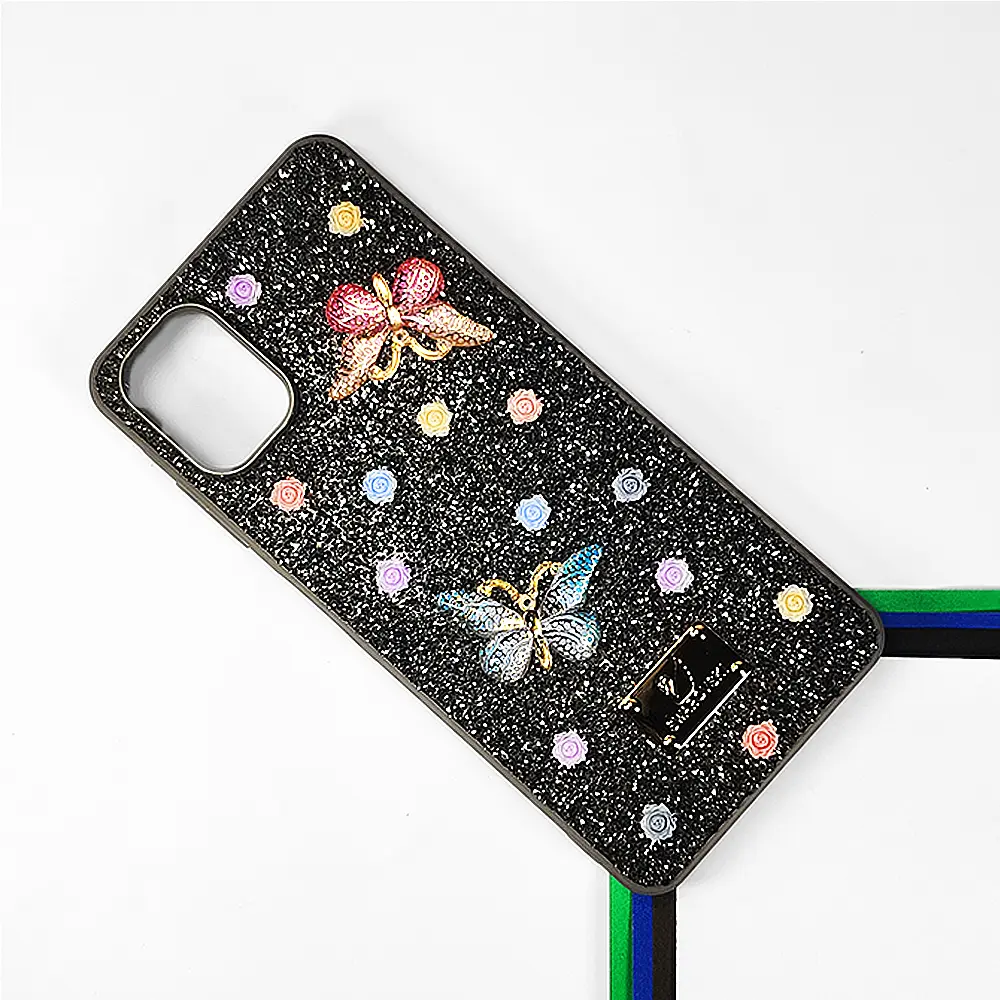Samsung A06 Swarovski Glam Crystal Butterfly Back Case (Natural Titanium)