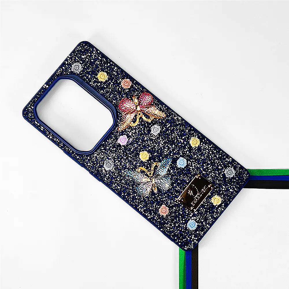 Infinix Note 50 4G Swarovski Glam Crystal Butterfly Back Case (Navy Blue) 