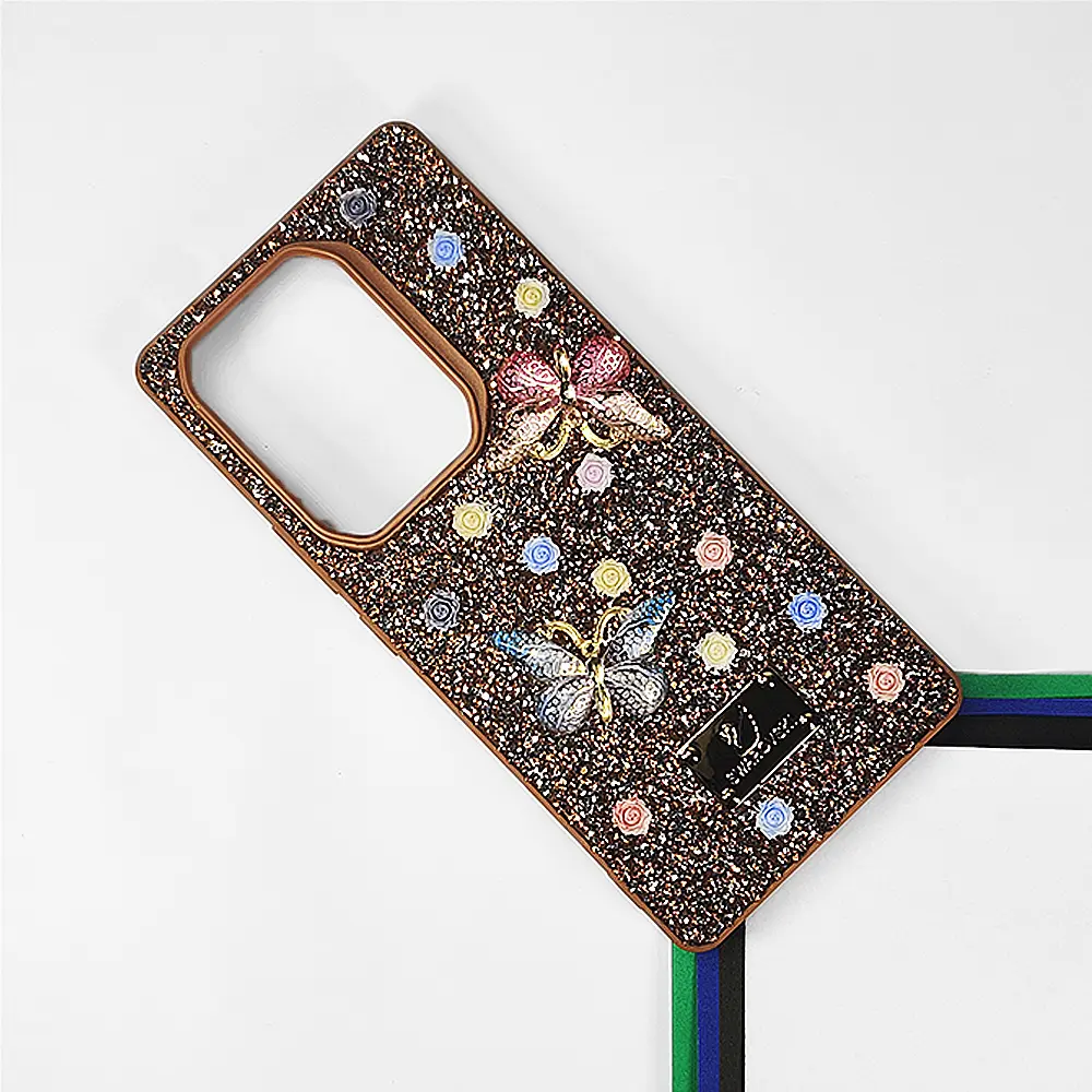 Infinix Note 50 4G Swarovski Glam Crystal Butterfly Back Case (Brown)
