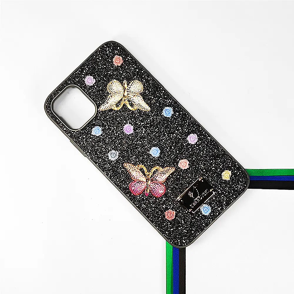 iPhone 11 Swarovski Glam Crystal Butterfly Back Case (Natural Titanium)