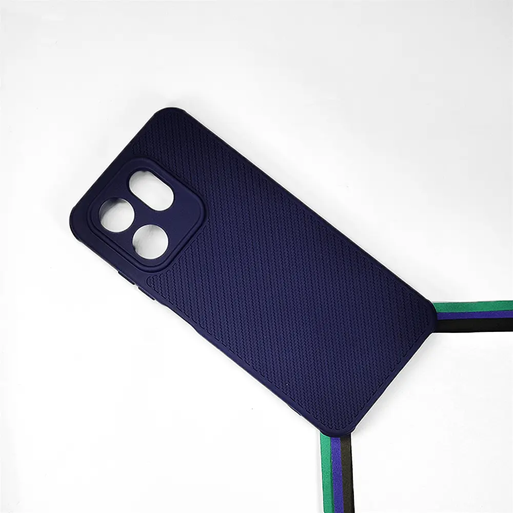 Infinix HOT 50i|Smart 9|Smart 9 HD Carbon Texture Lining Soft Silicone Back Case (Navy Blue)