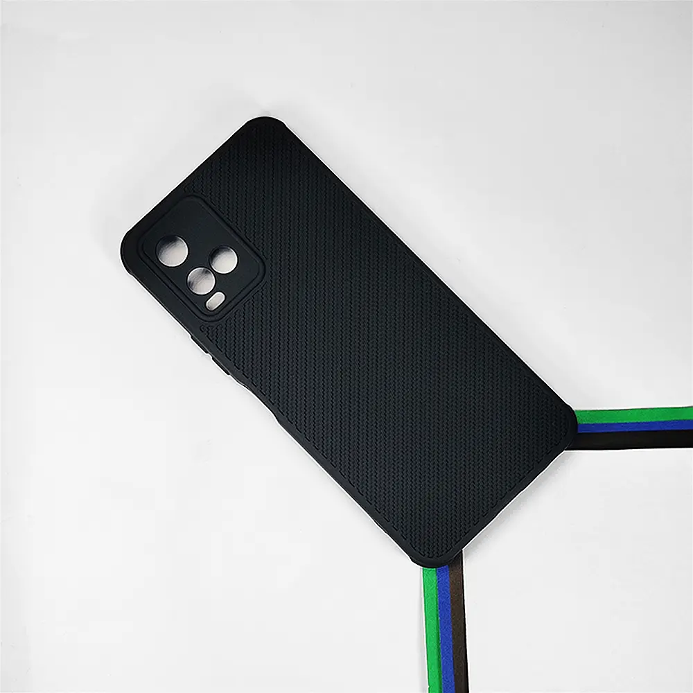 Vivo Y33s|Y33T|Y21T|Y21s  Carbon Texture Lining Soft Silicone Back Case (Black)