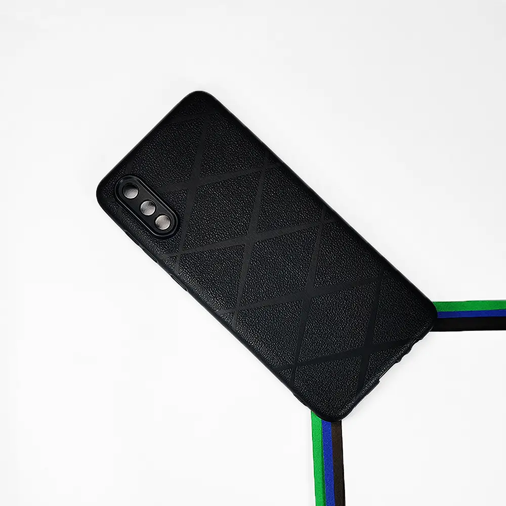 Samsung Galaxy A02|M02 PU Leather Texture Skin Surfer Soft Silicone Back Case (Black)