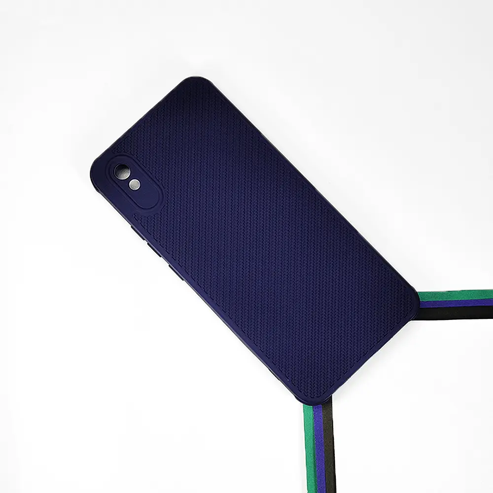 Oppo A37 Carbon Texture Lining Soft Silicone Back Case (Navy Blue) 