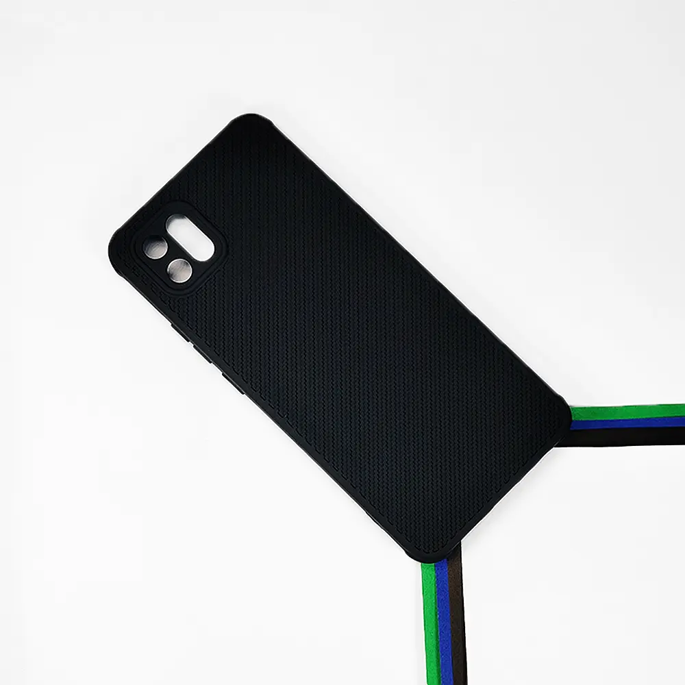 Oppo A16E/A16K Carbon Texture Lining Soft Silicone Back Case (Black) 