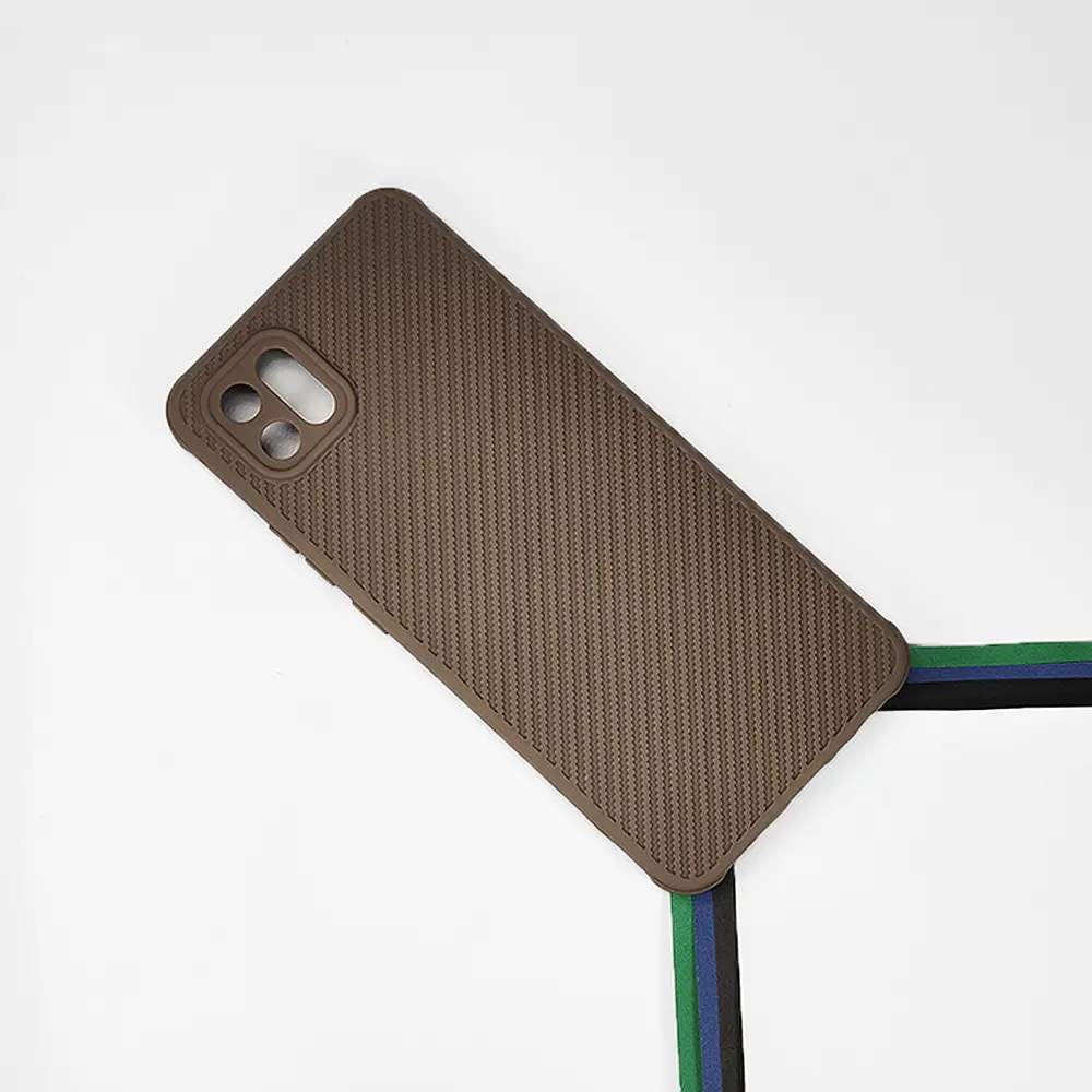 Oppo A16E/A16K Carbon Texture Lining Soft Silicone Back Case (Brown)