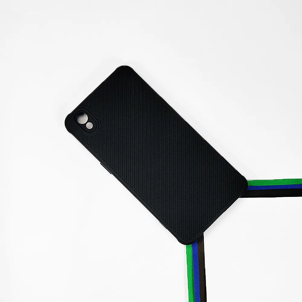 Redmi 9A Carbon Texture Lining Soft Silicone Back Case (Black) 