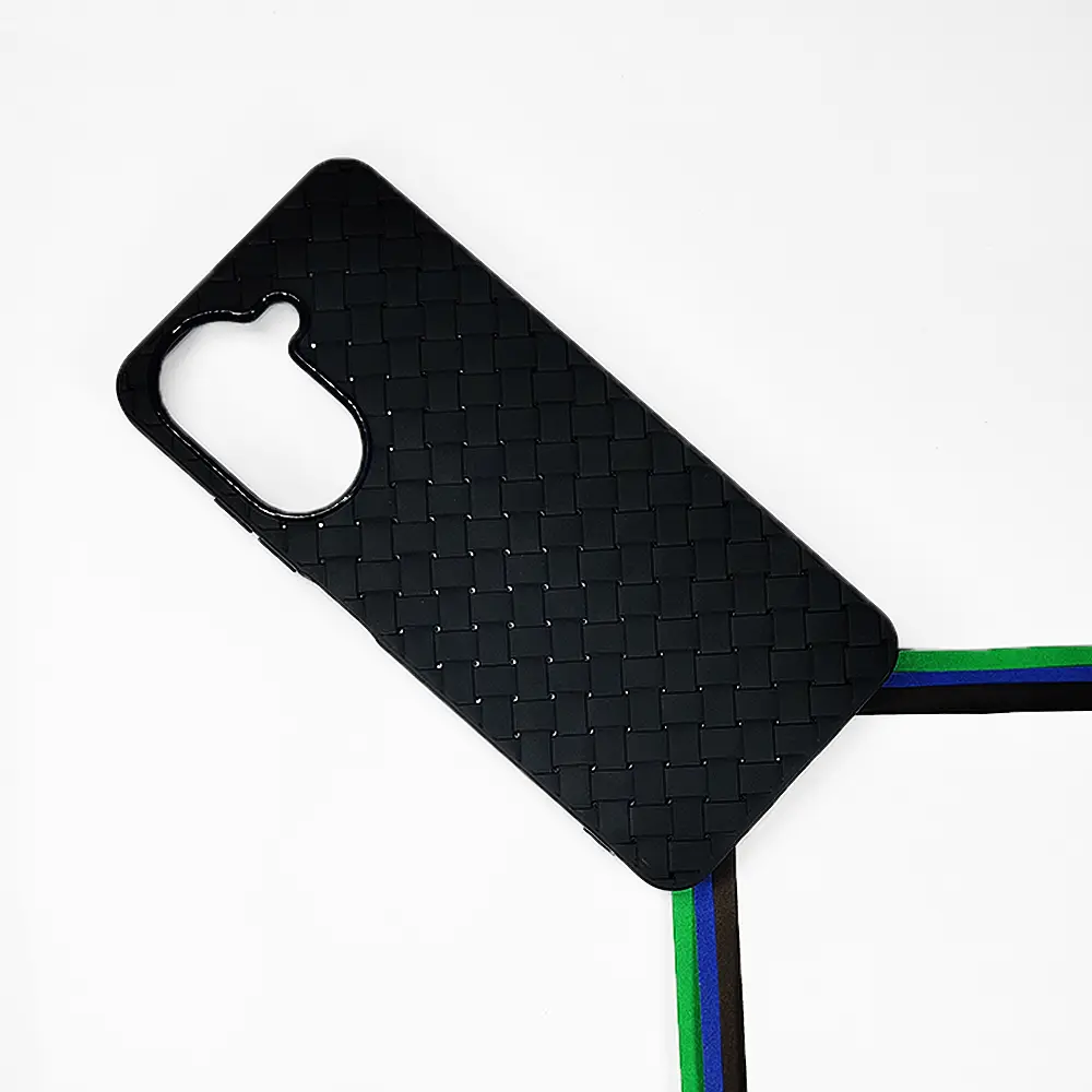 Xiaomi Redmi A5 4G|Poco C71 4G Woven With Leather Feel Soft Silicone Back Case (Black)