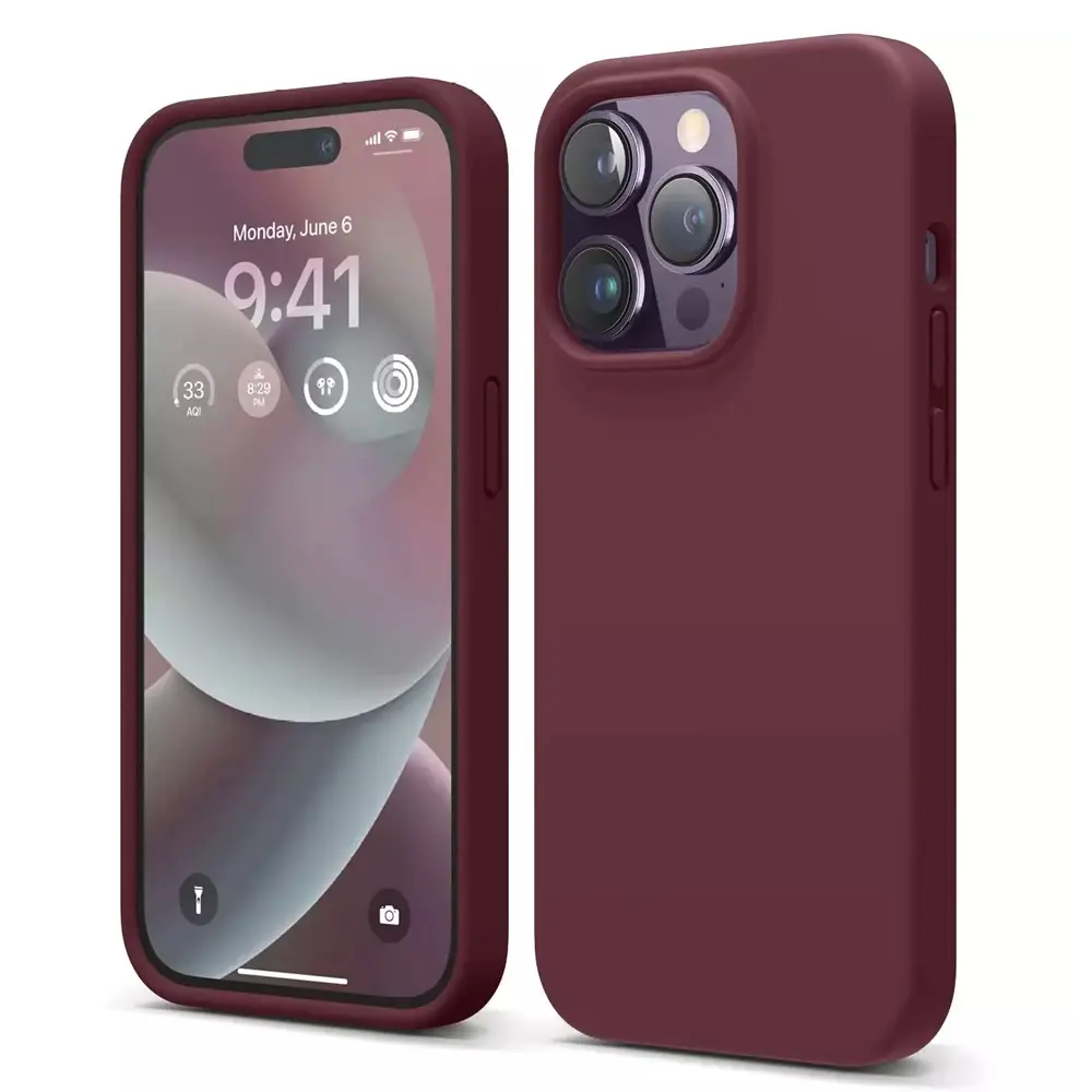 iPhone 14 Pro Original Official Soft Silky Case (Maroon)