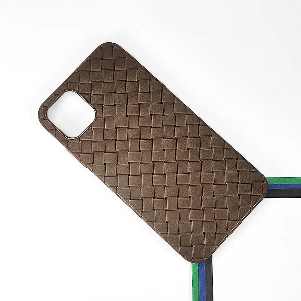 iPhone 11 Pro Max Woven With Leather Feel Soft Silicone Back Case (Desert Titanium) 