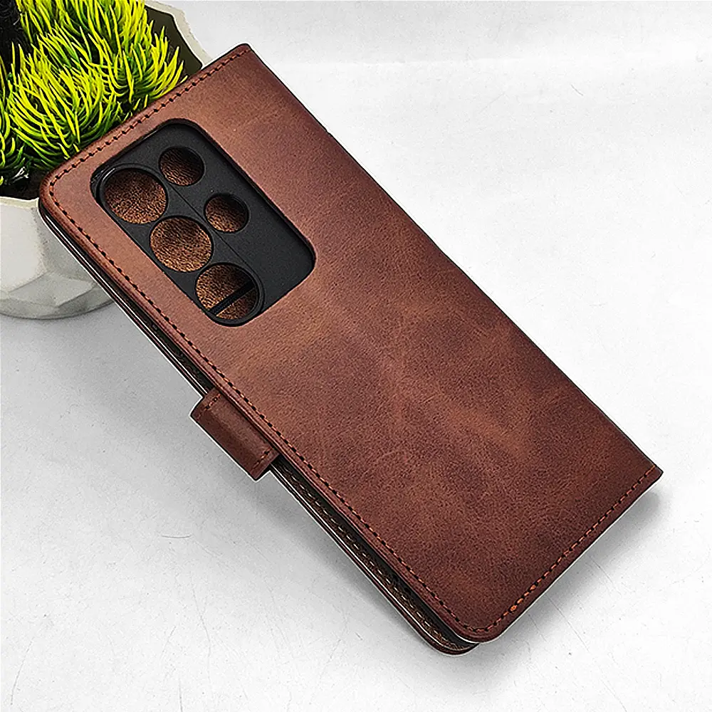 iTel S25 Ultra 4G NMT Premium Luxuary Leather Book Case (Dark Brown)