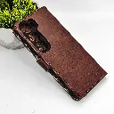 Vivo Y200 4G|V40 Lite|Y300 5G NMT Premium Luxuary Leather Book Case (Dark Brown)