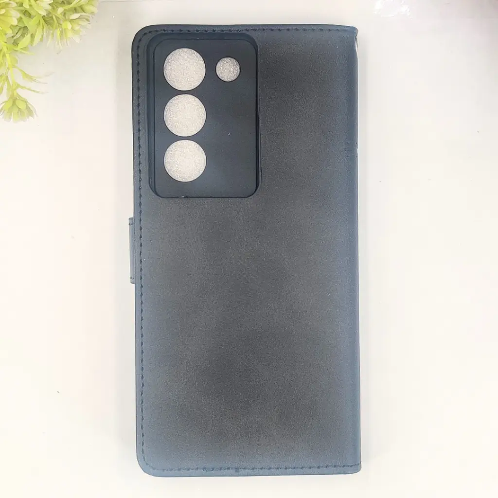 [PO42FBVIY100-4-2] Vivo Y100|Y200E|V30 Lite 5G NMT Premium Luxuary Leather Book Case (Black)