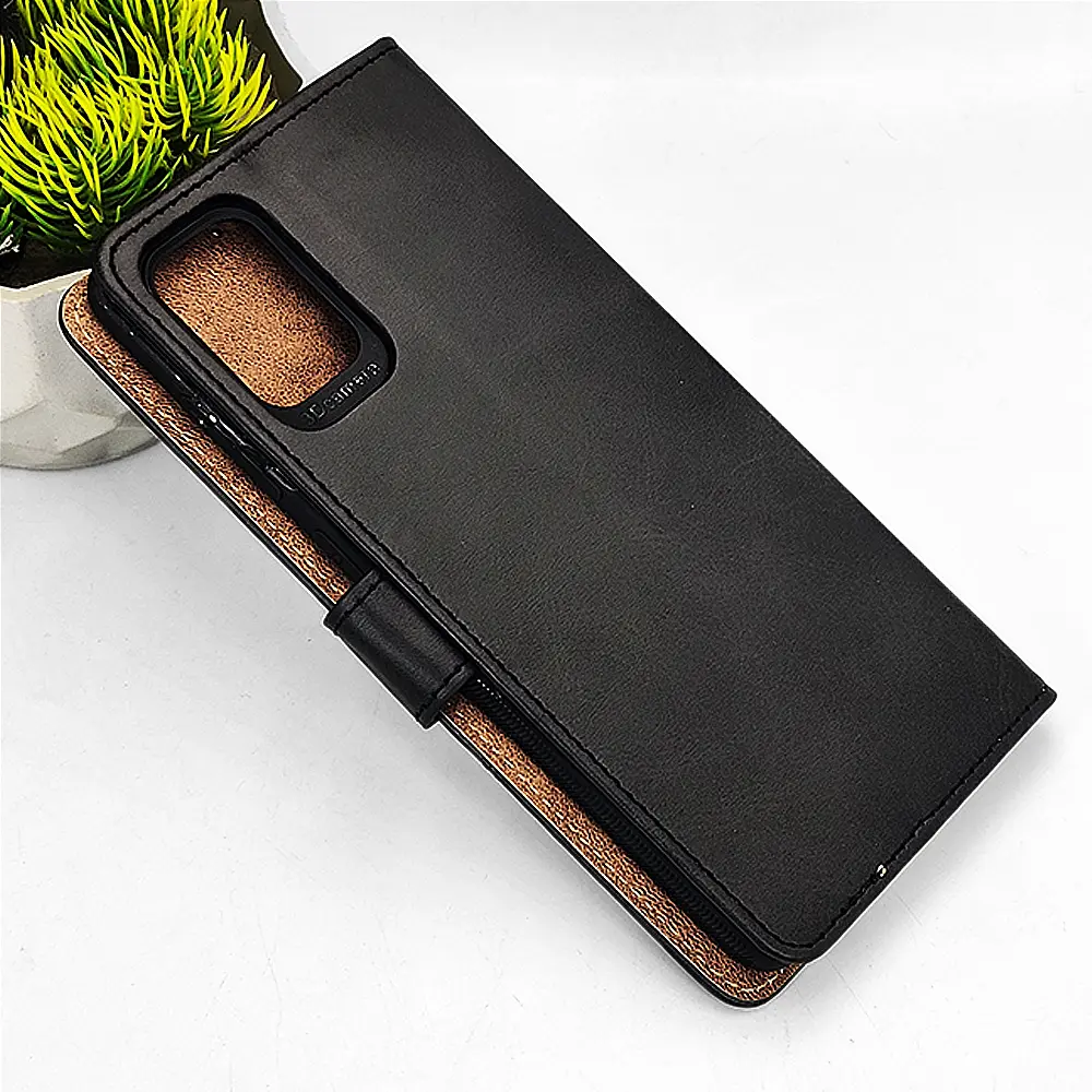 [PO42FBSA71-4-2] Samsung Galaxy A71 4G NMT Premium Luxuary Leather Book Case (Black)