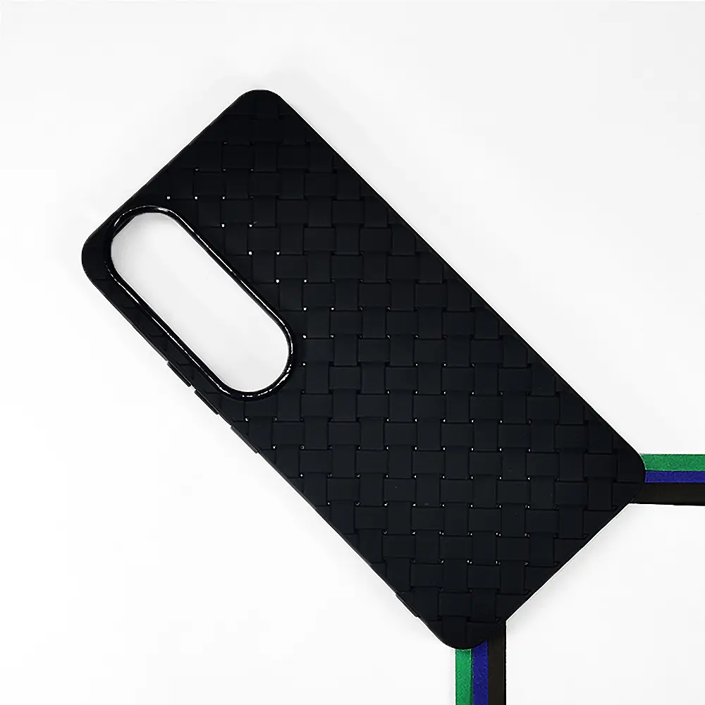 Vivo V50 Lite 4G|5G GW Woven With Leather Feel Soft Silicone Back Case (Black)