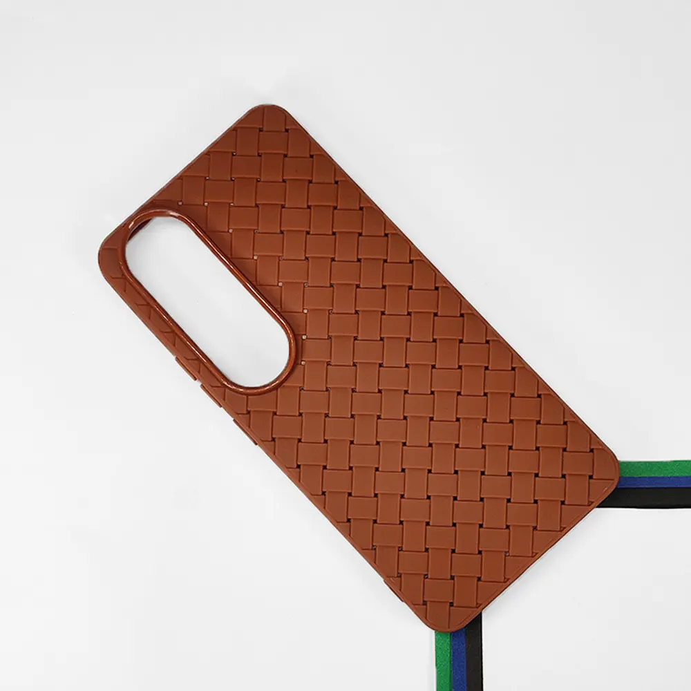 Vivo V50 Lite 4G|5G GW Woven With Leather Feel Soft Silicone Back Case (Brown)