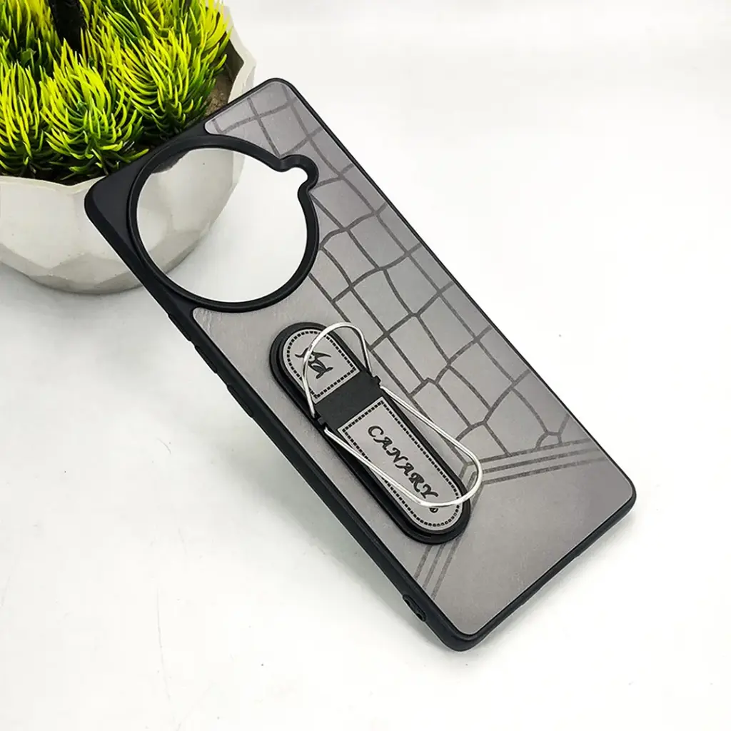 Tecno Camon 30S CANARY Soft Silicone Leather Texture With Stand Mobile Back Case (Gray)