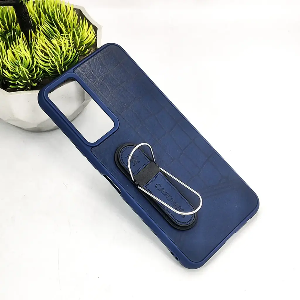 Infinix Note 11|Note 12 G88 CANARY Soft Silicone Leather Texture With Stand Mobile Back Case (Navy Blue)