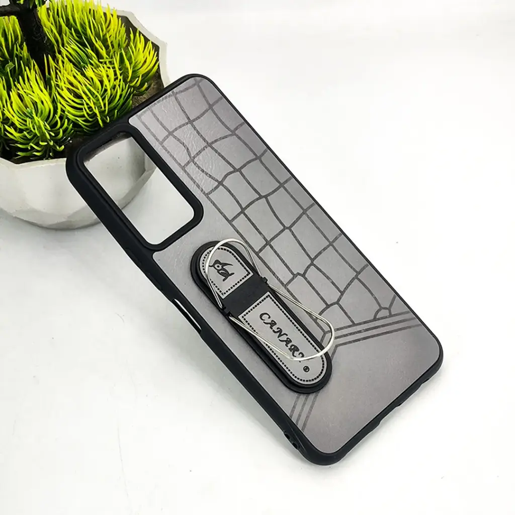 Infinix Note 11|Note 12 G88 CANARY Soft Silicone Leather Texture With Stand Mobile Back Case (Gray)