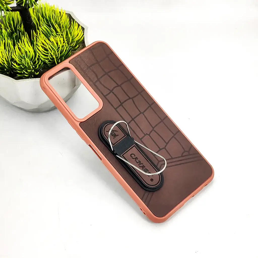 Infinix Note 11|Note 12 G88 CANARY Soft Silicone Leather Texture With Stand Mobile Back Case (Dark Brown)