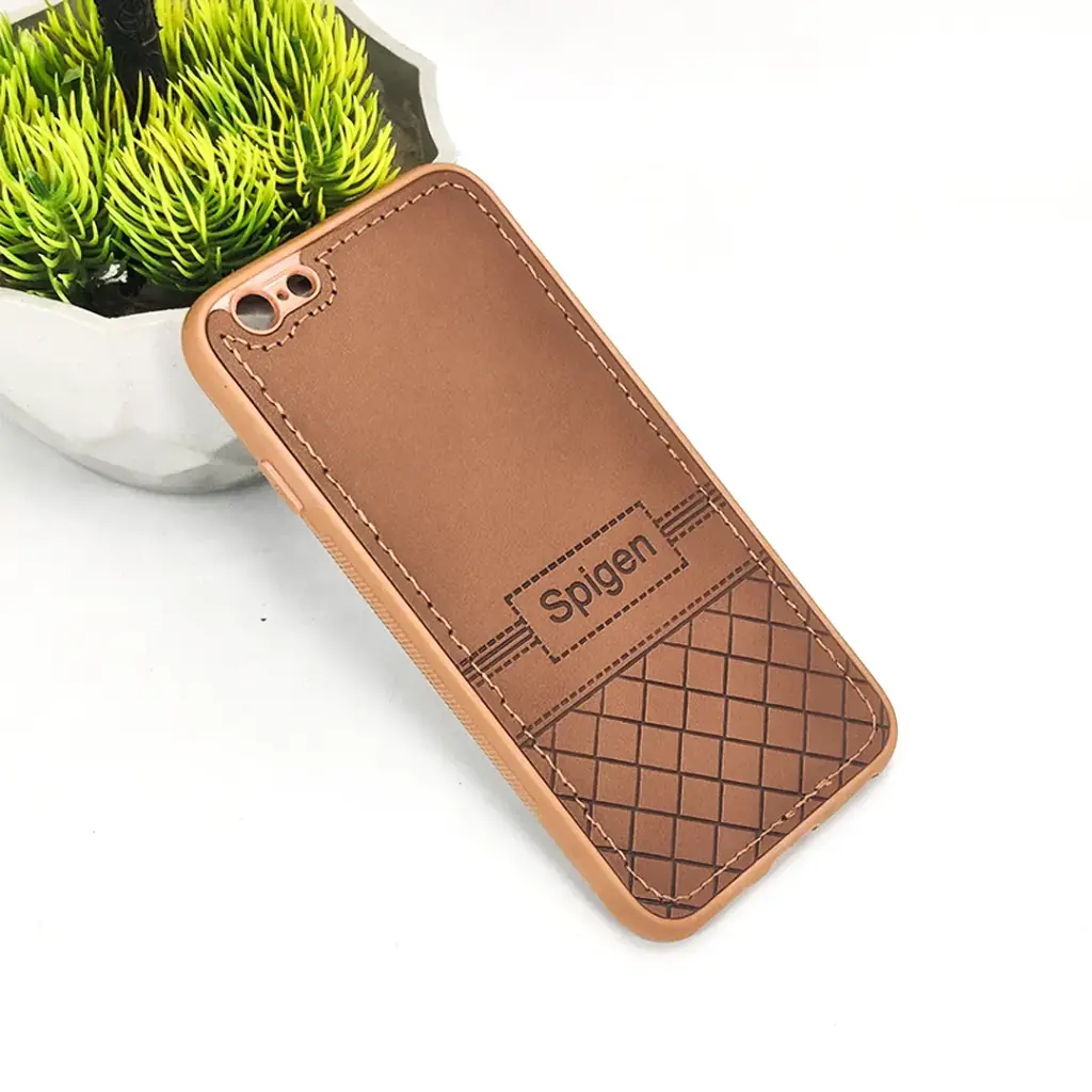 iPhone 6S|6G Luxury Spigen Logo Leather Back Case (Dark Brown) 