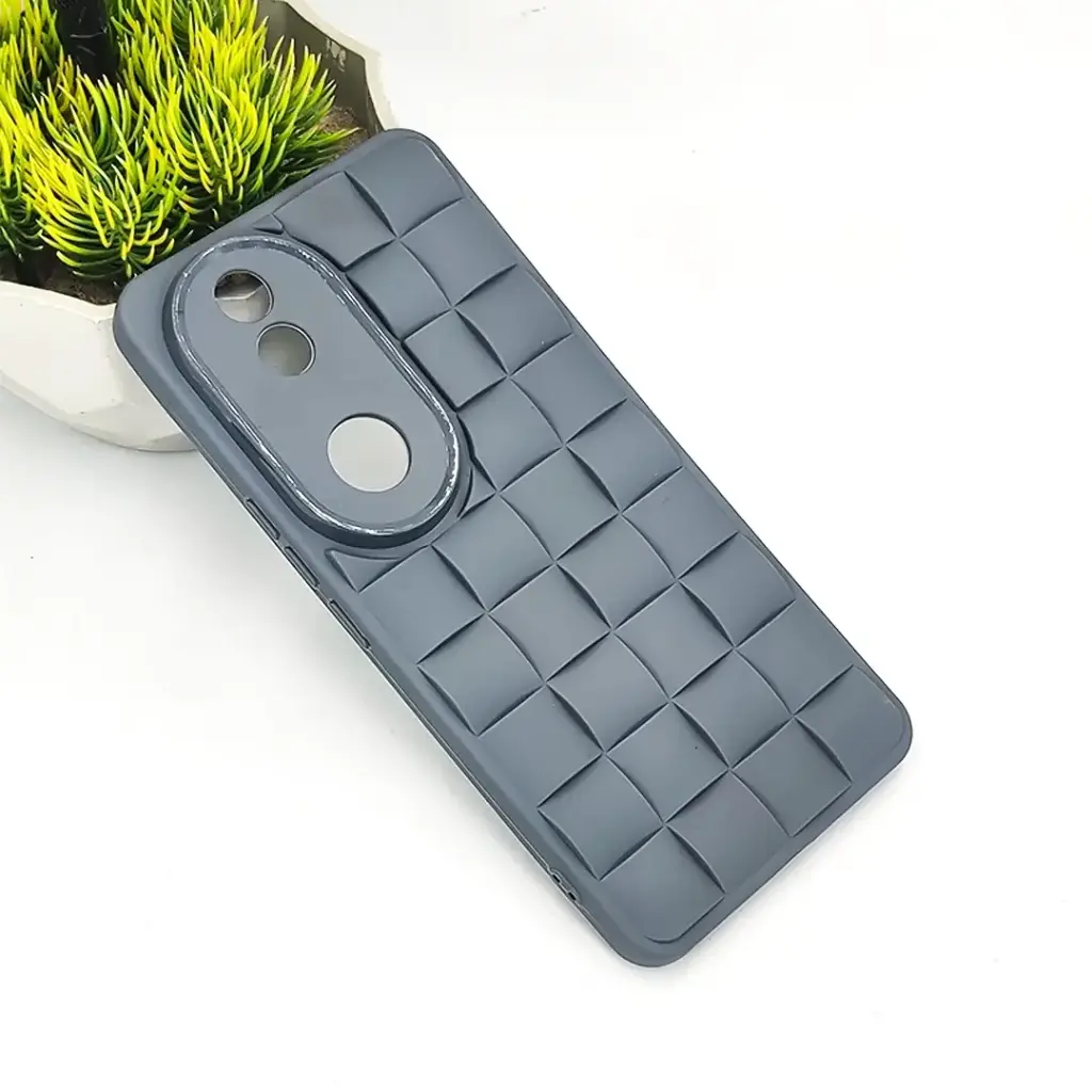 Vivo V50 5G 3D Cube Waves Puffer Soft Silicone Back Case (Gray)