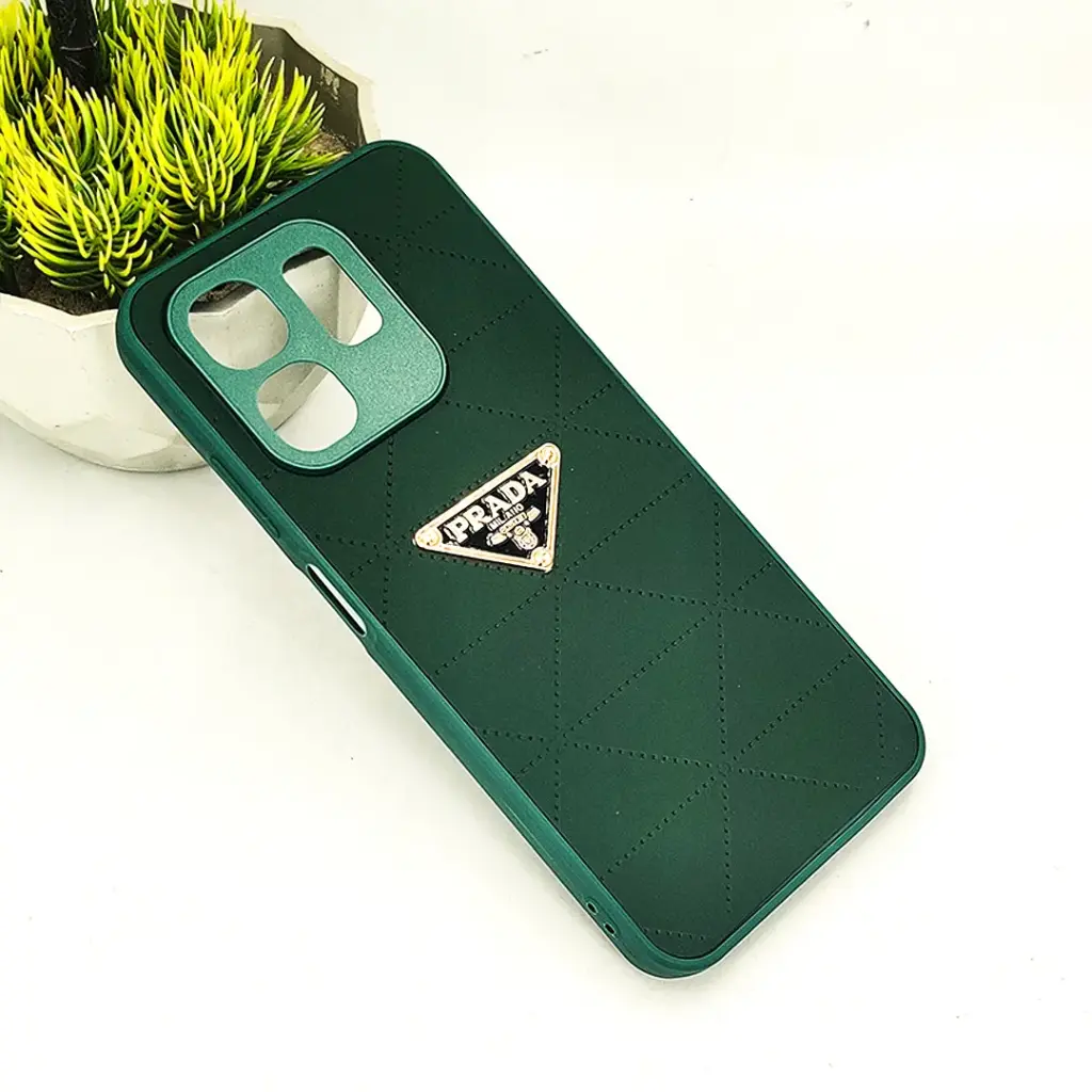 Infinix HOT 50i|Smart 9|Smart 9 HD PRADA Logo Leather Texture Mobile Back Case (Green)
