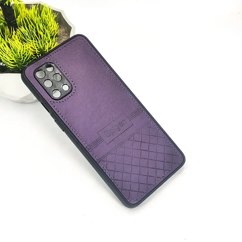 OnePlus 9R|OnePlus 8T Luxury Spigen Logo Leather Back Case (Purple)