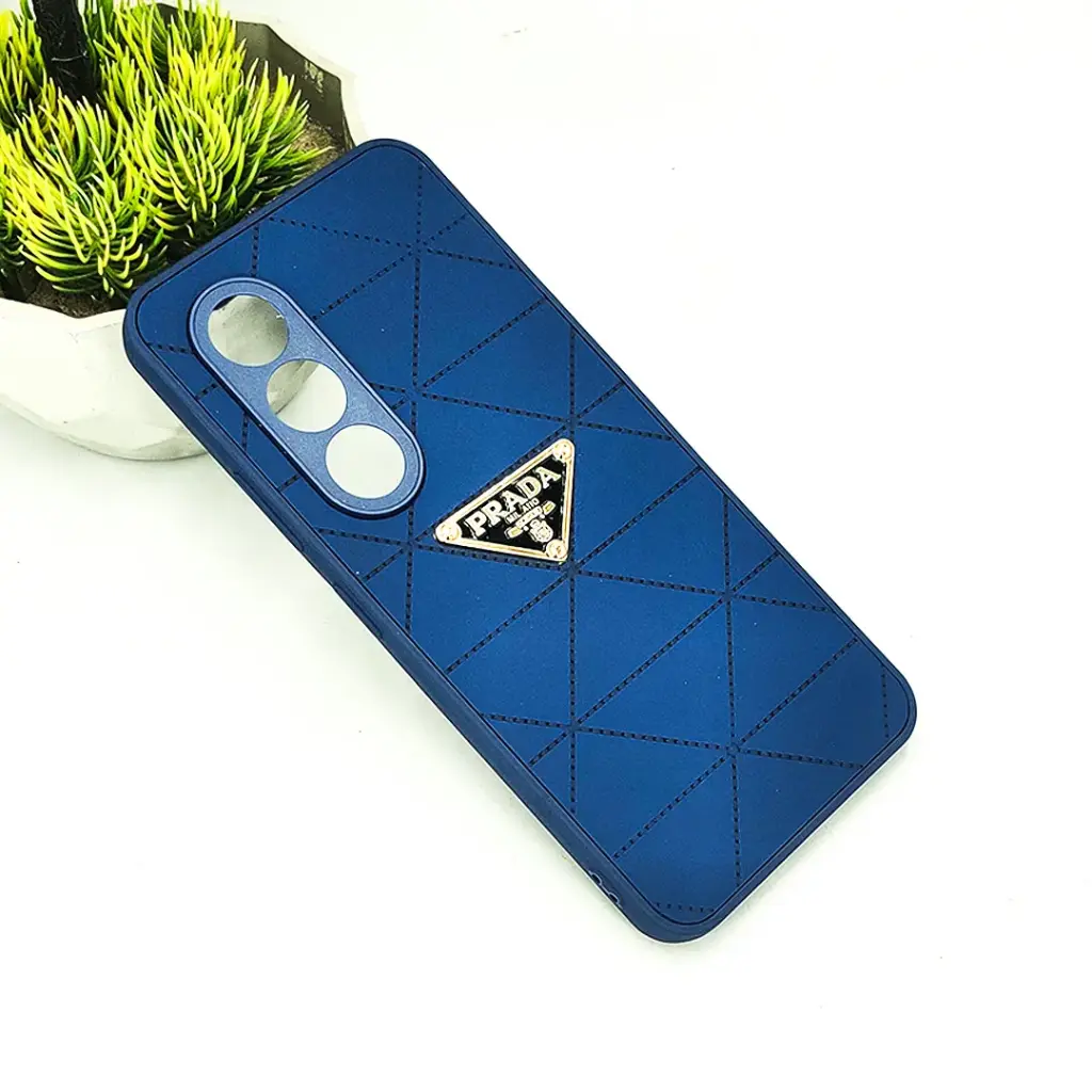 iTel S25 4G PRADA Logo Leather Texture Mobile Back Case (Blue)