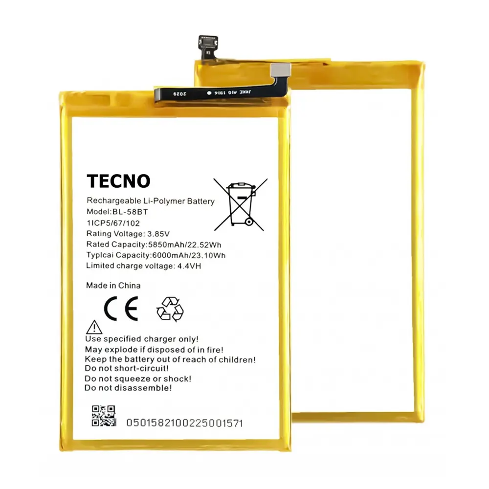 [BT 58BTZNF] Tecno BL-58BT 6000 Full MAH Battery (ZNF Crown) For POVA / Pouvoir 4 Pro