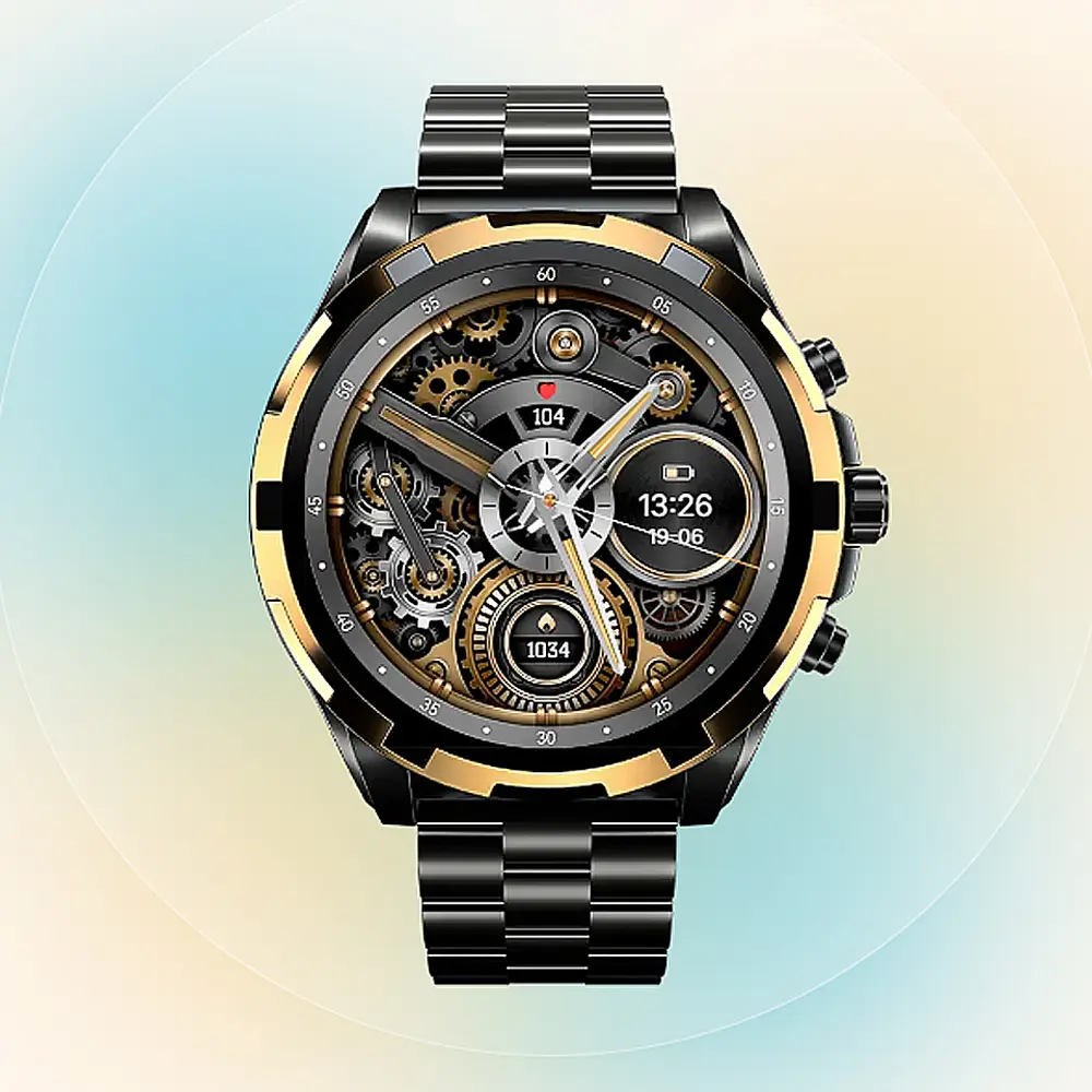 Ronin R-014 Luxe Smart Calling Watch Round Dial Sports Look With Rolex Chain Straps