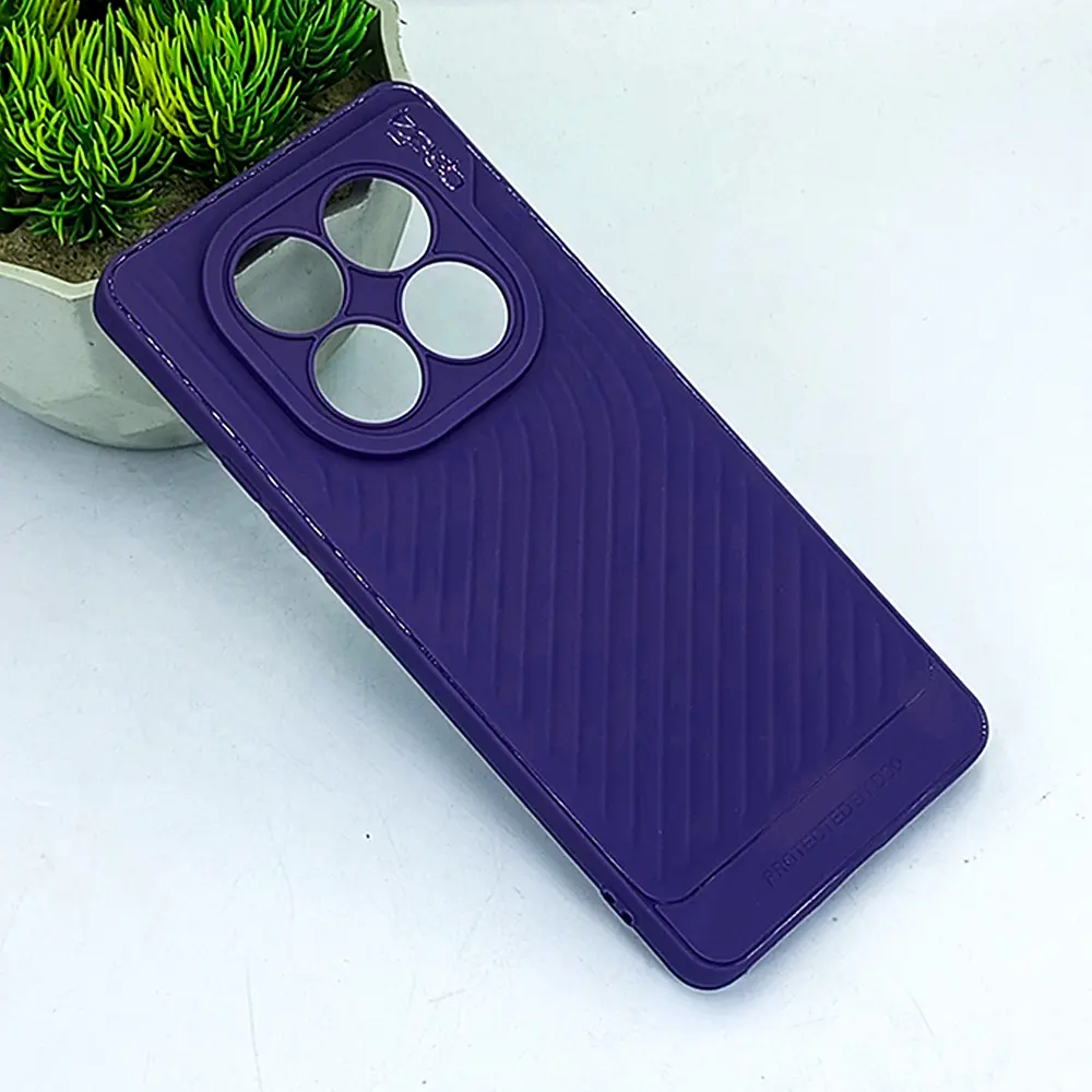 Xiaomi Redmi Note 14 Pro 4G GEAR 4 Luxuary Carbon Texture Soft Silicone Back Case (Purple)