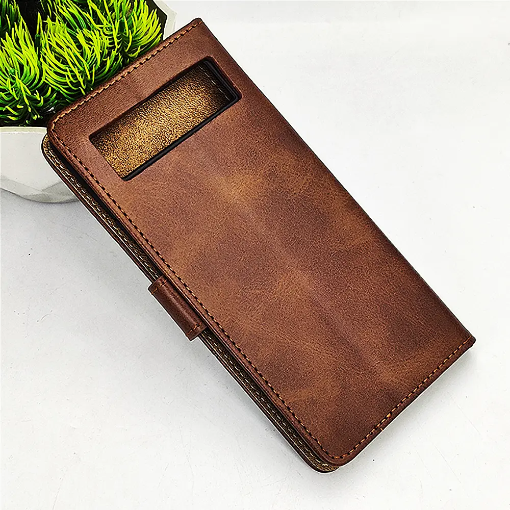 Google Pixel 6 NMT Premium Luxuary Leather Book Case (Dark Brown)