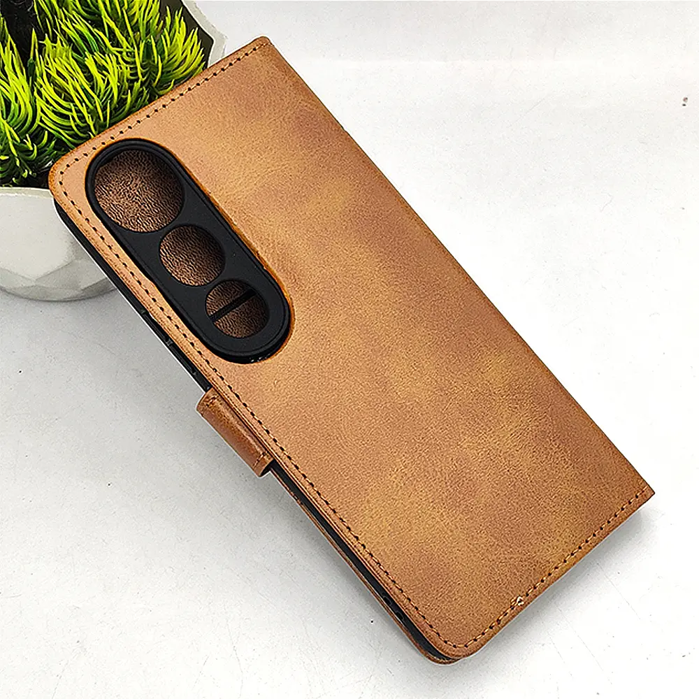 [PO42FBVIV50L-4-5] Vivo V50 Lite 5G NMT Premium Luxuary Leather Book Case (Golden)