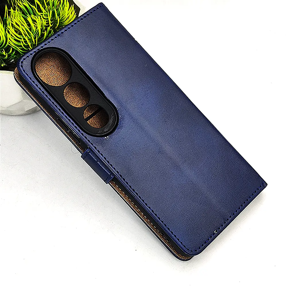 [PO42FBVIV50L-4-17] Vivo V50 Lite 5G NMT Premium Luxuary Leather Book Case (Navy Blue)
