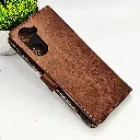 Vivo Y18|Y18e|Y03|Y03T NMT Premium Luxuary Leather Book Case (Dark Brown)